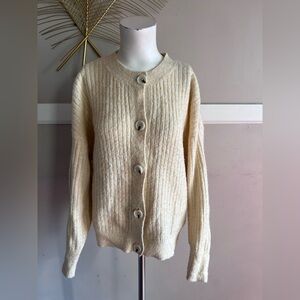 H&M Cream Ribbed Cardigan Size S